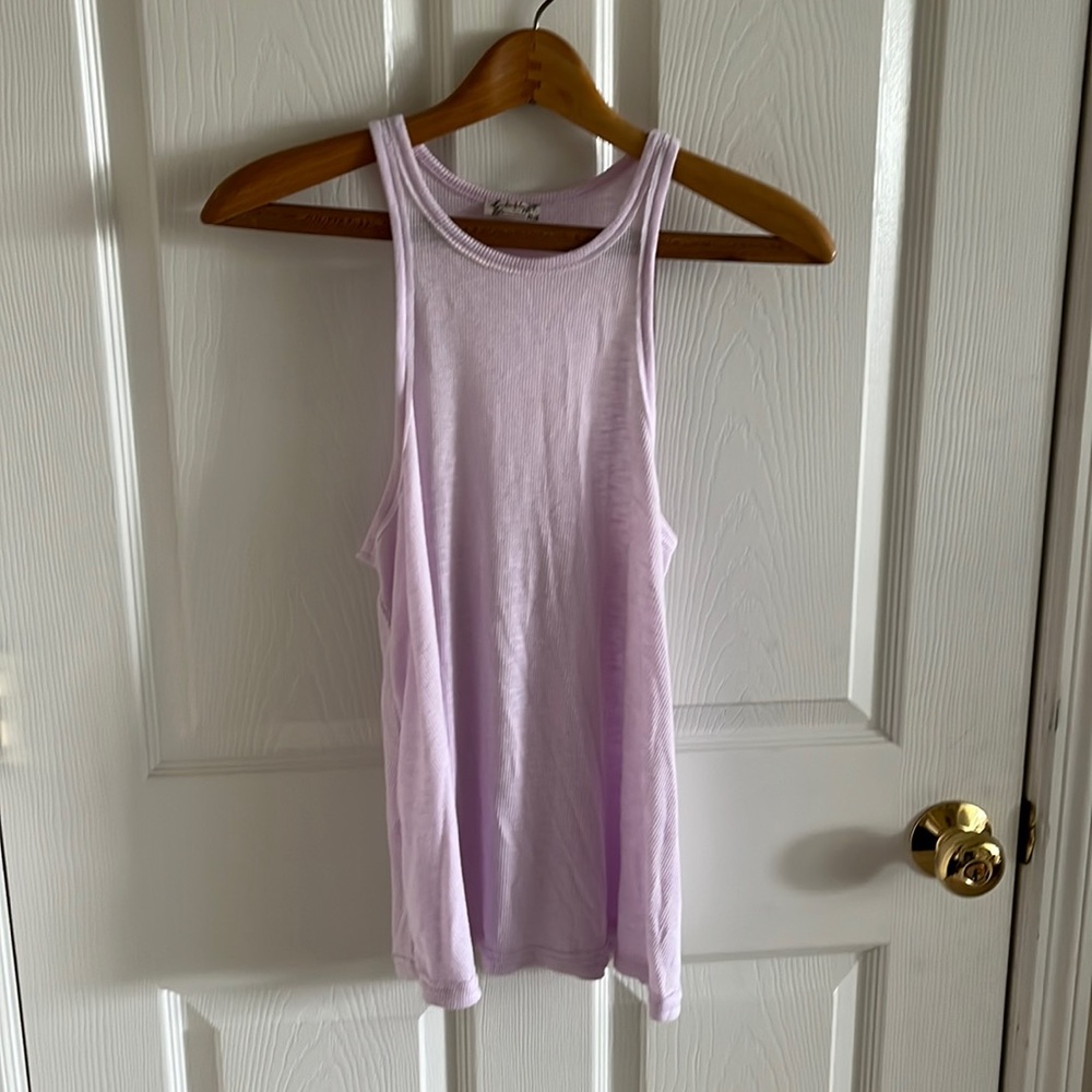 Intimately Free People Light Purple Ribbed Razor Back Longline Tank Top Size S - Picture 3 of 8